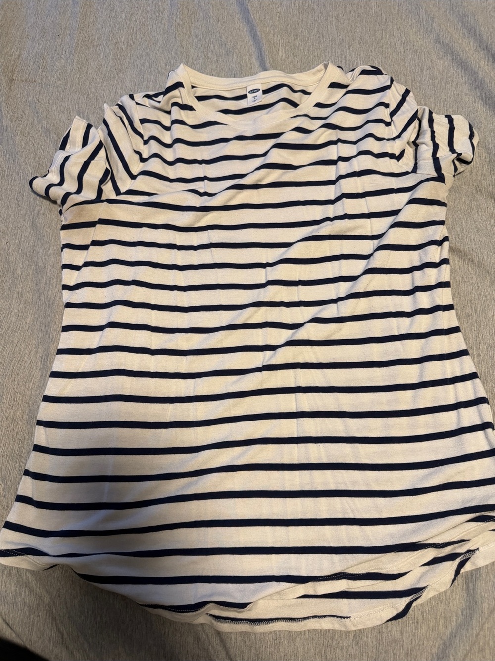 Old Navy White & Navy Striped Short-Sleeve Tee